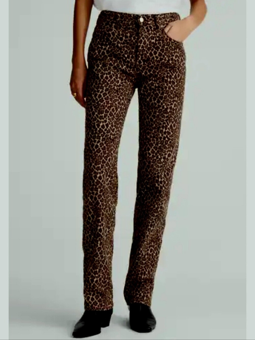 Democracy "Ab"solution Leopard Print Pants w Moto Zip Detail